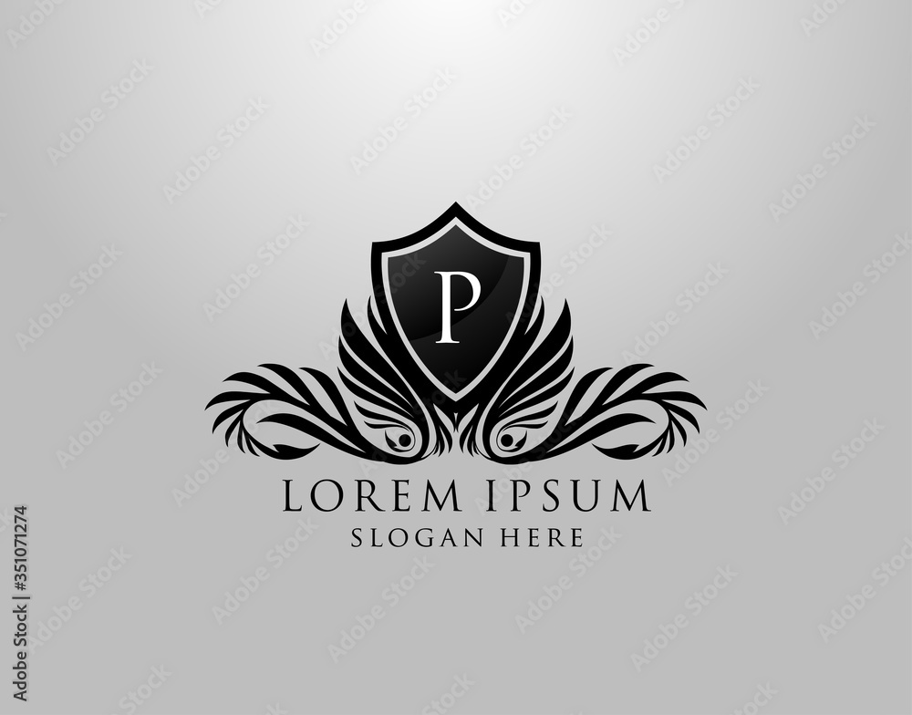 P Letter Logo. Classic Inital P Royal Shield design for Royalty, Letter Stamp, Boutique, Lable, Hotel, Heraldic, Jewelry, Photography. P Letter Logo. Classic Inital P Royal Shield design for Royalty, Letter Stamp, Boutique, Lable, Hotel, Heraldic, Jewelry, Photography.