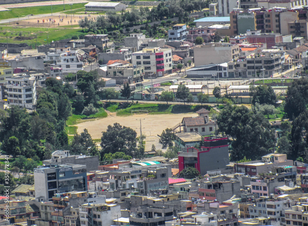 aerial view of street in Quito