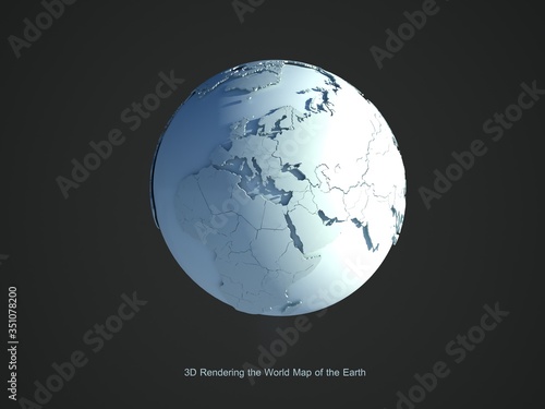 3d rendering Earth background. world map of the blue earth with white background.