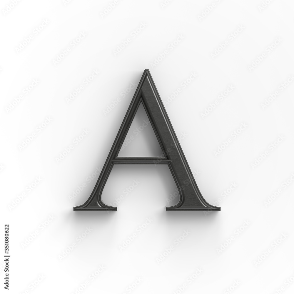Ilustrace „wood letter A with surface contact shadow, ISOLATED upper-case  3d wooden font suitable for decorations, PS matte path shape level  included, 3D illustration“ ze služby Stock