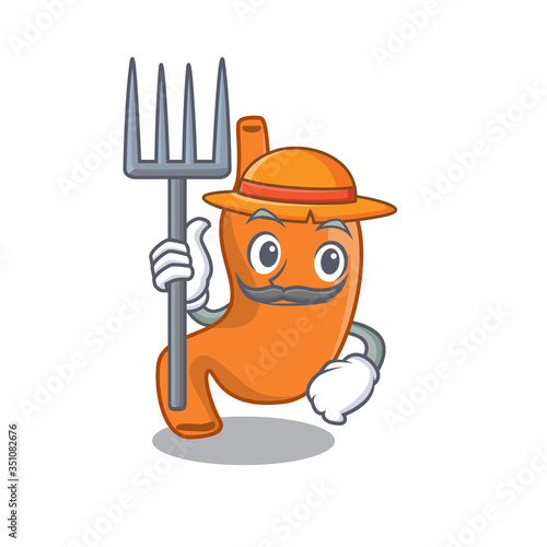 Stomach mascot design working as a Farmer wearing a hat