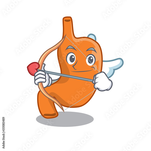 Stomach in sweet romantic cupid cartoon drawing with arrow