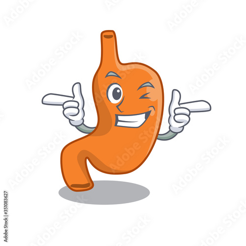 Cartoon design of stomach showing funny face with wink eye