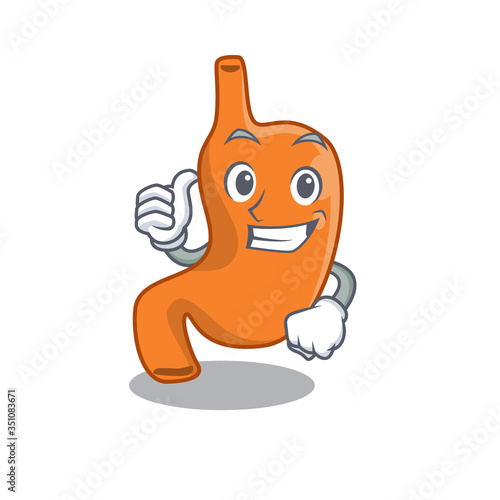 Stomach cartoon character design showing OK finger
