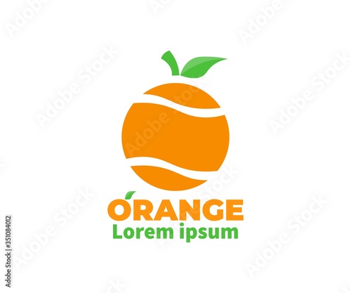 Spiral cut of Orange fruit abstract logo, icon, label, symbol Concept. Vector Design Illustration