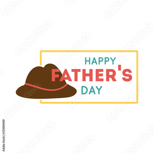 happy fathers day seal with hat flat style