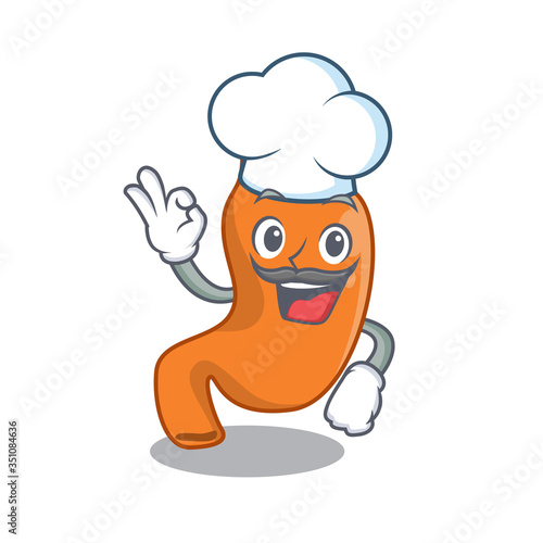 Talented stomach chef cartoon drawing wearing chef hat