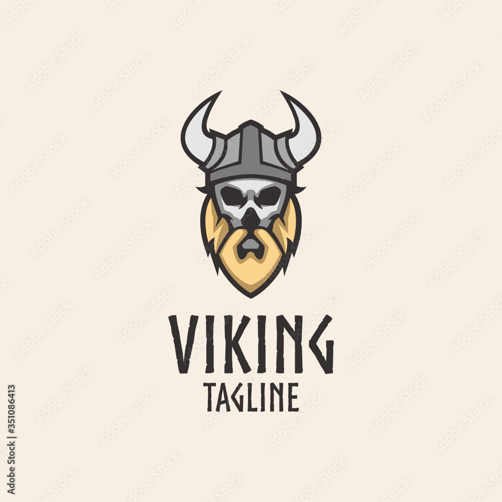 Simple and clean Viking head mascot logo design template with isolated background Simple and clean Viking head mascot logo design template with isolated background