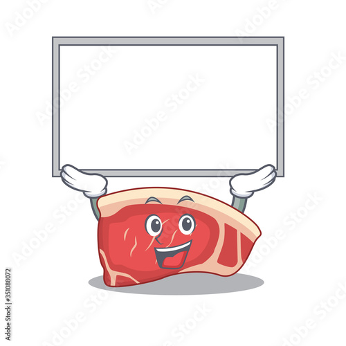 Caricature character of sirloin succeed lift up a board
