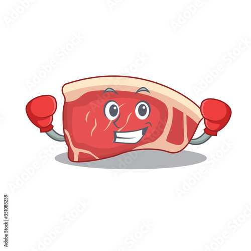 Mascot design of sirloin as a sporty boxing athlete