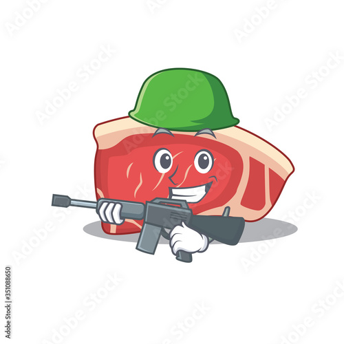 A cartoon picture of Army sirloin holding machine gun