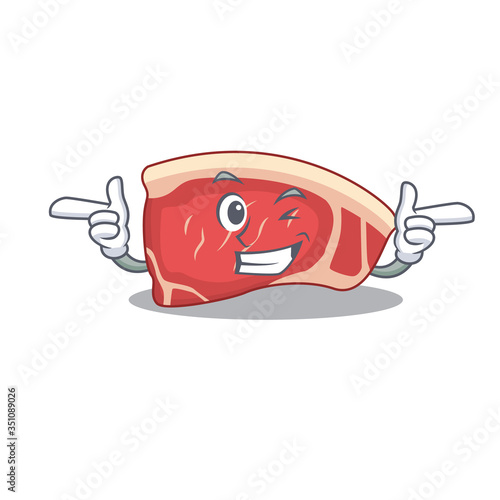 Cartoon design of sirloin showing funny face with wink eye