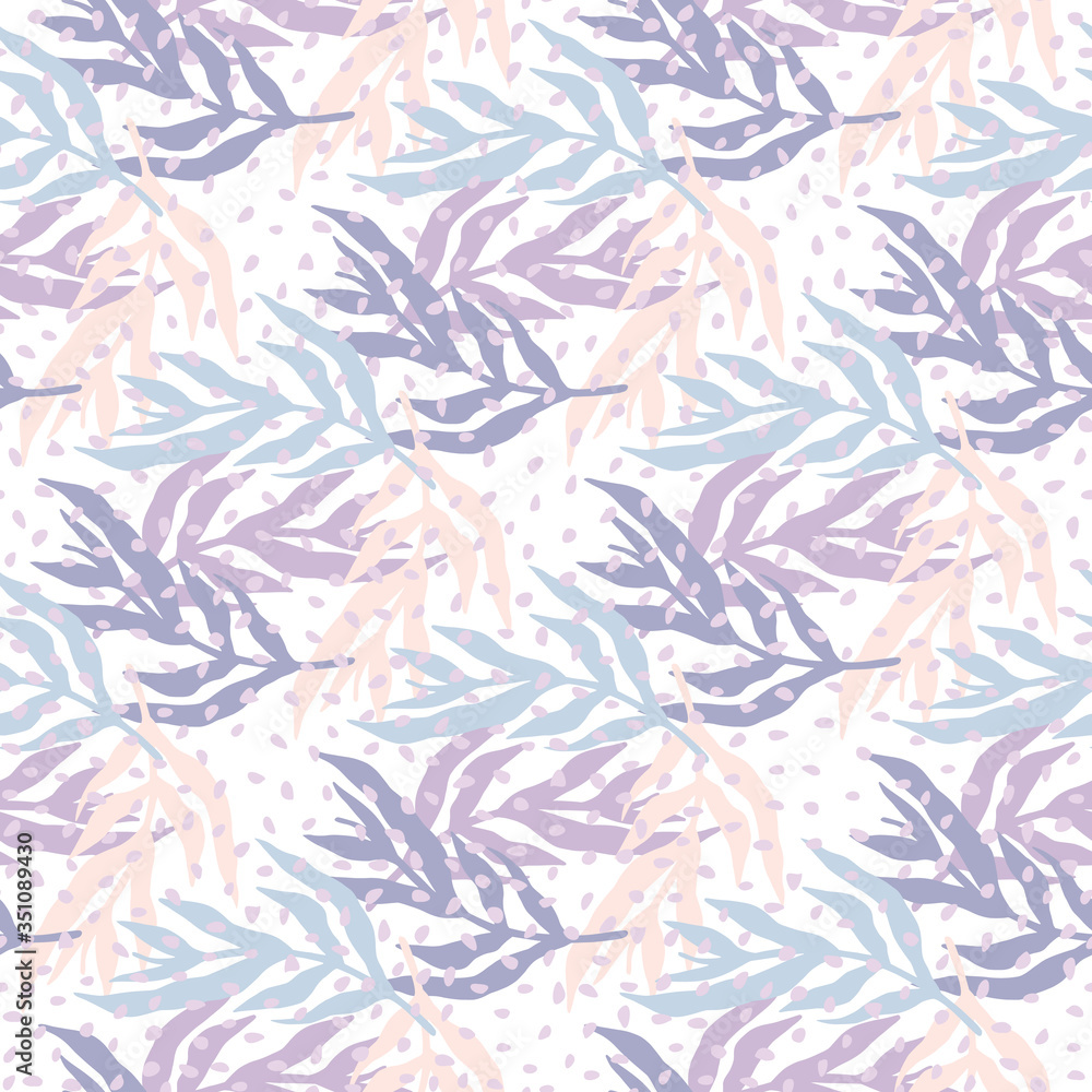 Jungle plants silhouette leaves seamless pattern on dots background. Trendy tropical leaf wallpaper. Jungle plants silhouette leaves seamless pattern on dots background. Trendy tropical leaf wallpaper.
