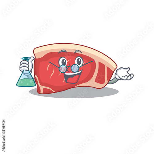 caricature character of sirloin smart Professor working on a lab
