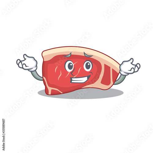 A cute picture of grinning sirloin caricature character