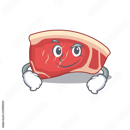 A cute arrogant caricature design of sirloin having confident gesture