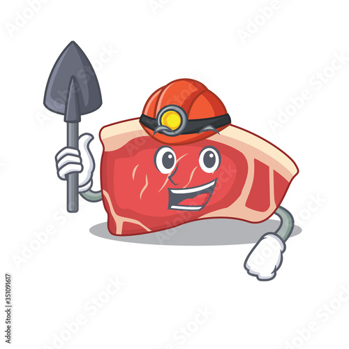 A cartoon picture of sirloin miner with tool and helmet