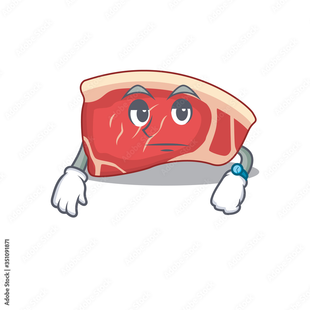 Mascot design style of sirloin with waiting gesture Mascot design style of sirloin with waiting gesture