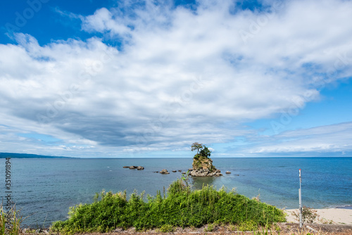 Toyama Bay is a bay located on the Amaharashi Coast,Onnaiwa Rock is a beauty spot of Amaharashi Coast.Japan photo