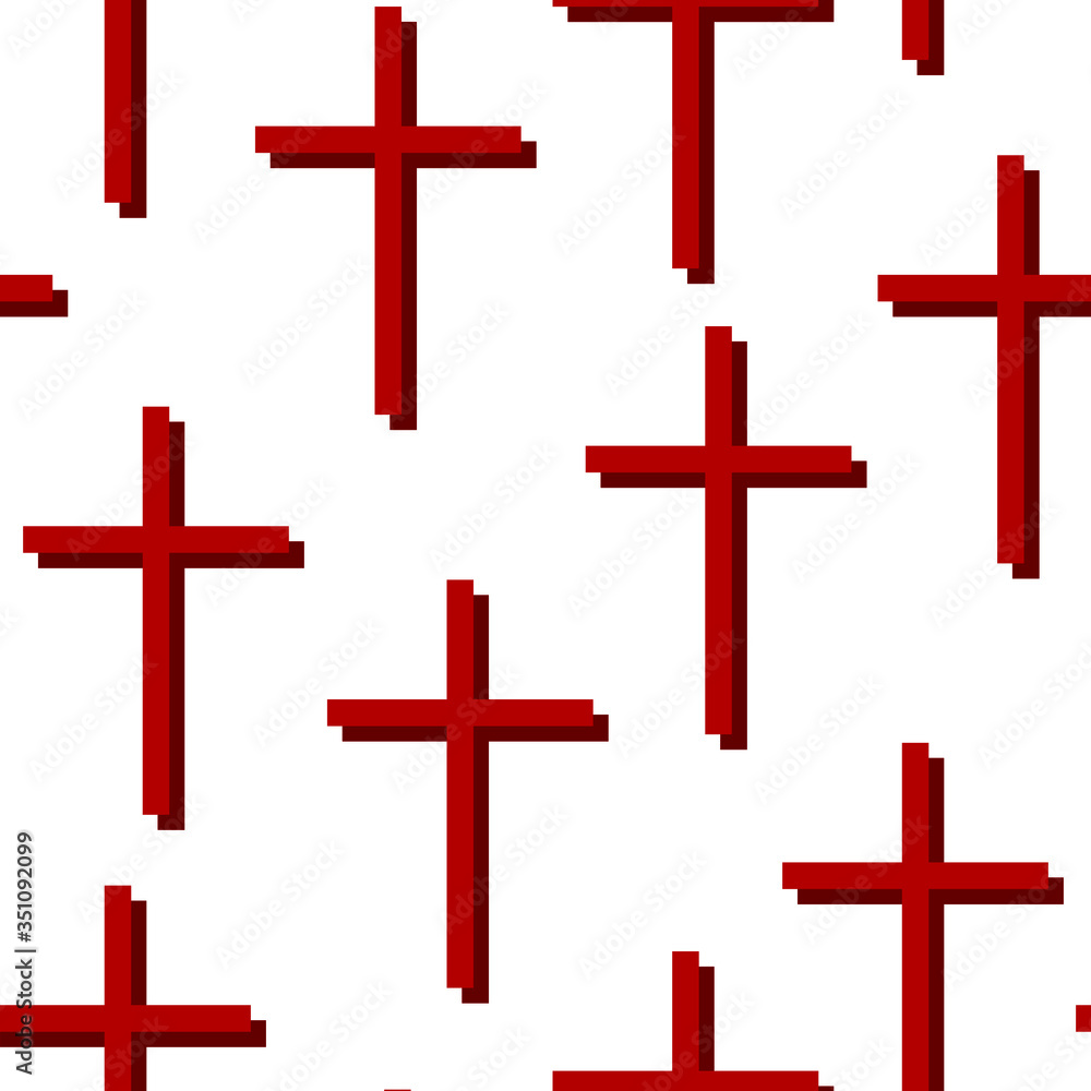 red crosses pattern on white background,Christian crosses on black background.red crosses , print, seamless