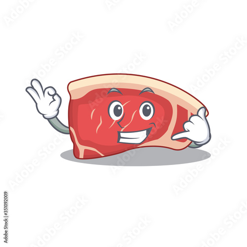 Caricature design of sirloin showing call me funny gesture