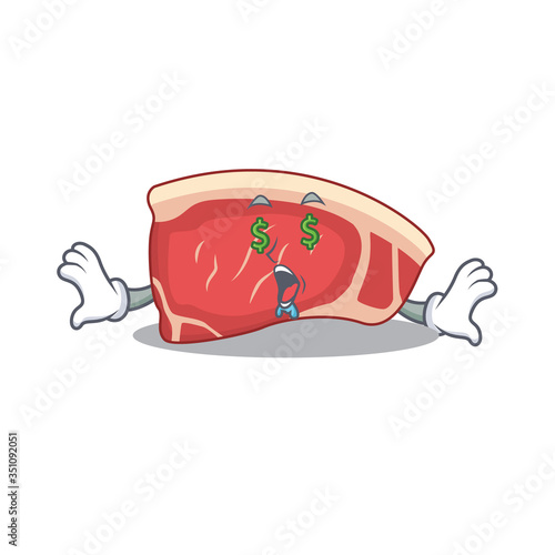 wealthy cartoon character concept of sirloin with money eyes