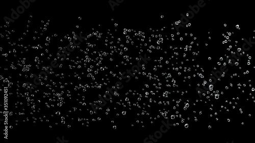 Front View of Bubbles Raising on Black Background in Slow Motion