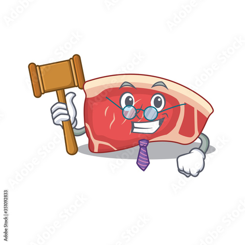 A wise judge of sirloin mascot design wearing glasses