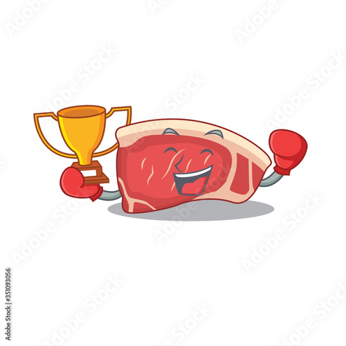 An elegant boxing winner of sirloin caricature design concept
