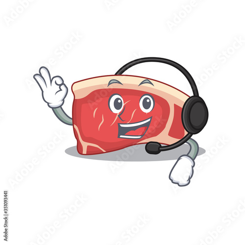A stunning sirloin mascot character concept wearing headphone