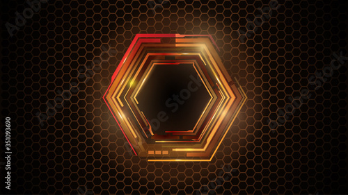 abstract hexagon red futuristic hi tech innovation sports concept design background