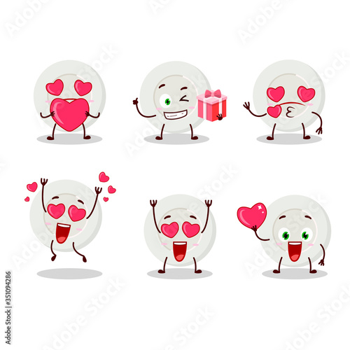 plate angry expression cartoon character with love cute emoticon