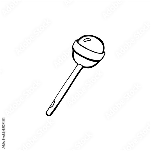 Sweet candy. Lollipop. Black isolated on white background. Hand drawn vector illustration.