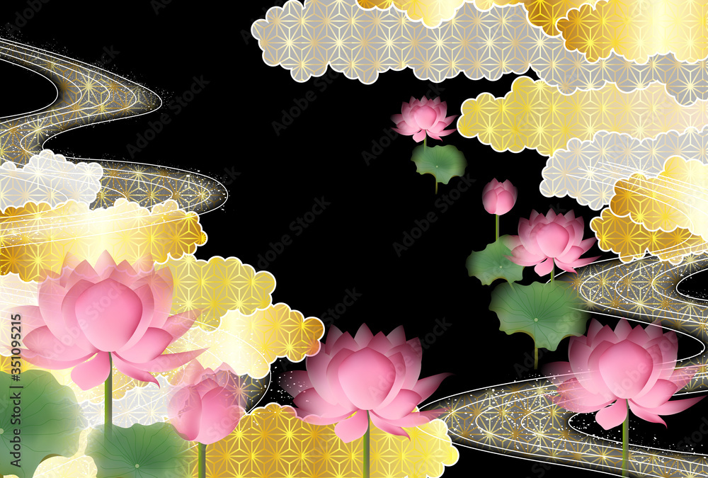 蓮花喪中背景stock Vector Adobe Stock