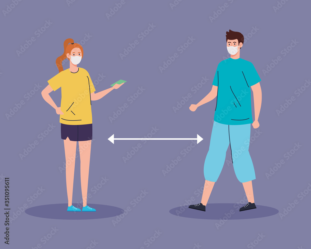 covid 19, keep distance with couple using face mask covid 19, keep distance with couple using face mask