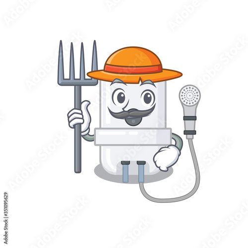 electric water heater mascot design working as a Farmer wearing a hat