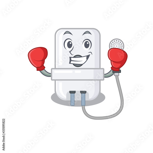 Mascot design of electric water heater as a sporty boxing athlete