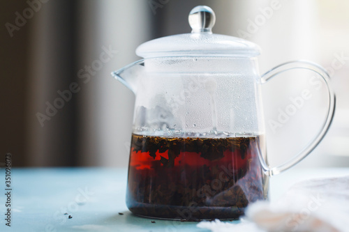 Steeping earl grey tea in pitcher photo
