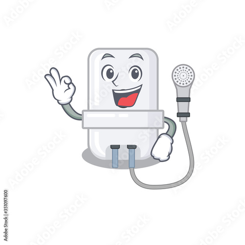 electric water heater mascot design style showing Okay gesture finger