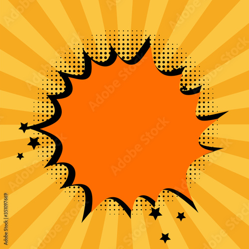 Vector image of a comic book explosion. Speech icon in the form of a cartoon bubble. Stock template.