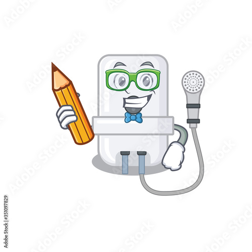 A clever student electric water heater cartoon character study at home