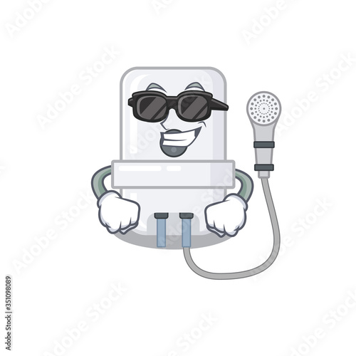 cartoon character of electric water heater wearing classy black glasses