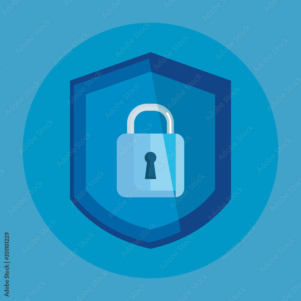 padlock secure in shield icon vector illustration design padlock secure in shield icon vector illustration design