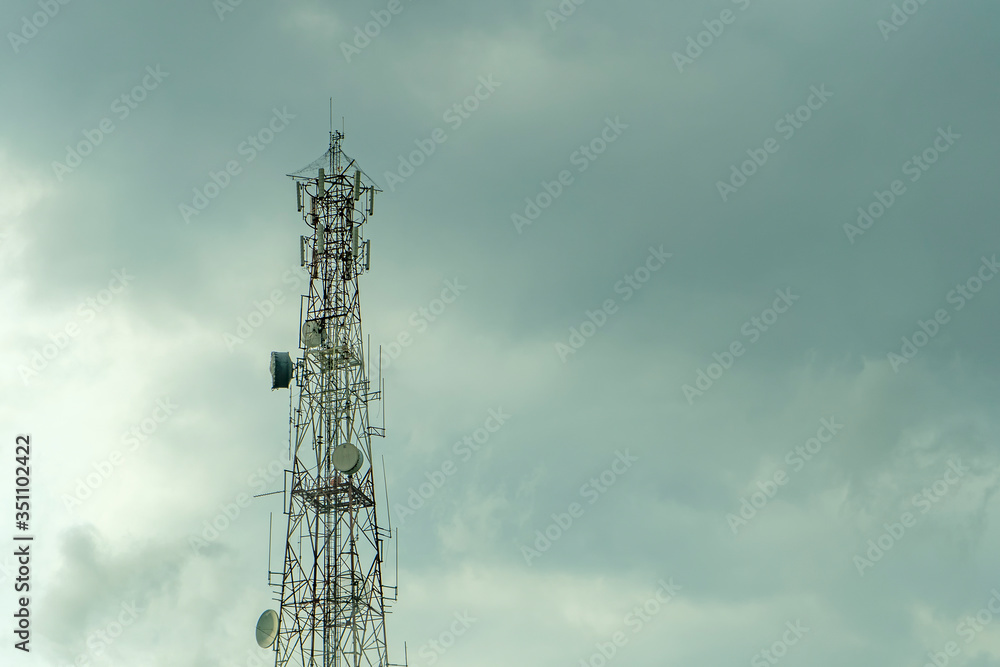 Signal tower or signaling poles with rain clouds Signal tower or signaling poles with rain clouds