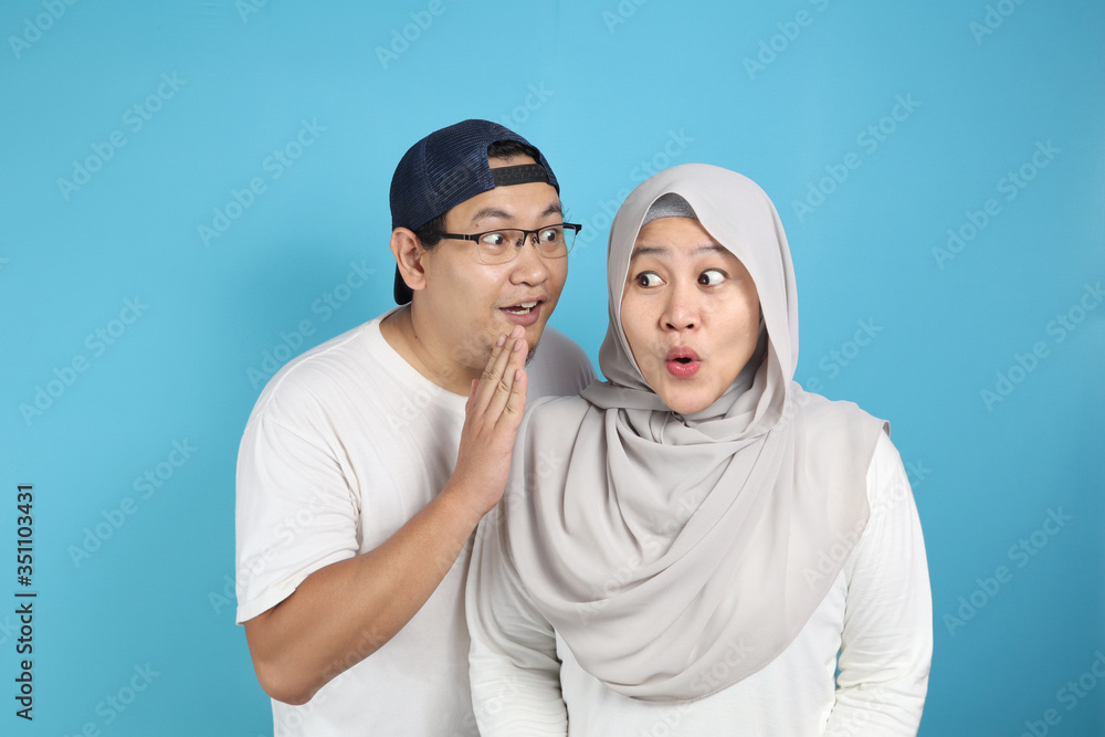 Muslim Husband Whispering Secret To Wife Muslim Husband Whispering Secret To Wife