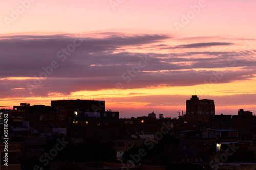 sunset over the city