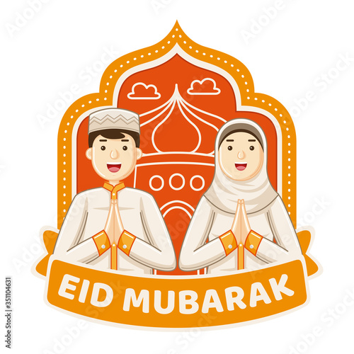 Happy Eid Mubarak Illustration. Vector Illustration.