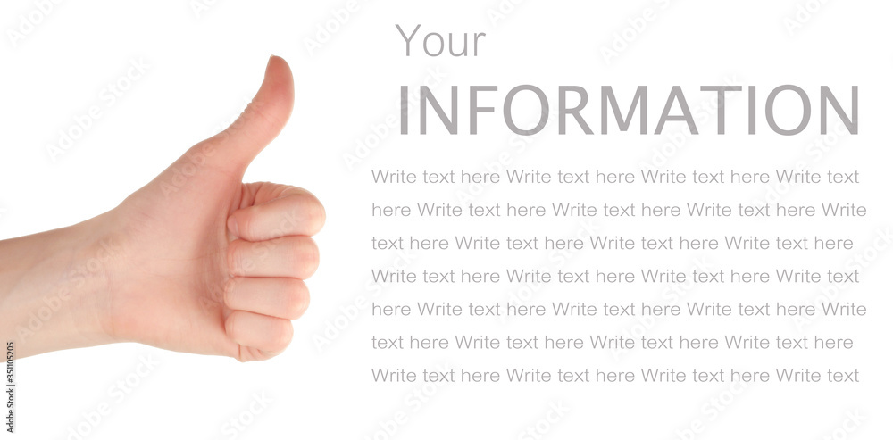 Thumbs up on white background isolation. Business concept, space for text Thumbs up on white background isolation. Business concept, space for text