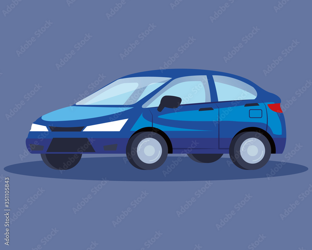 blue sedan car vehicle transport icon vector illustration design