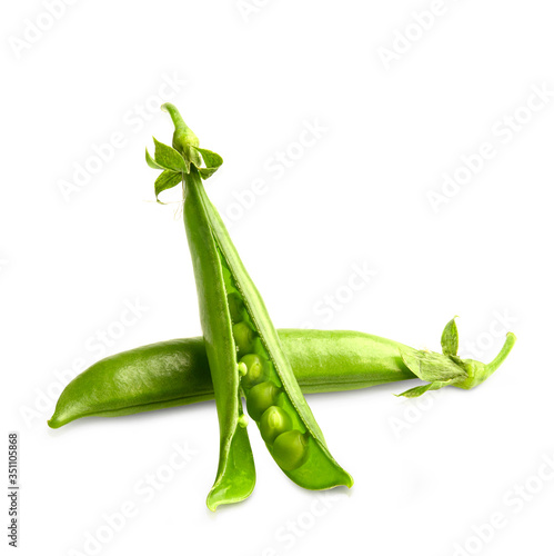 green snap peas isolated on white